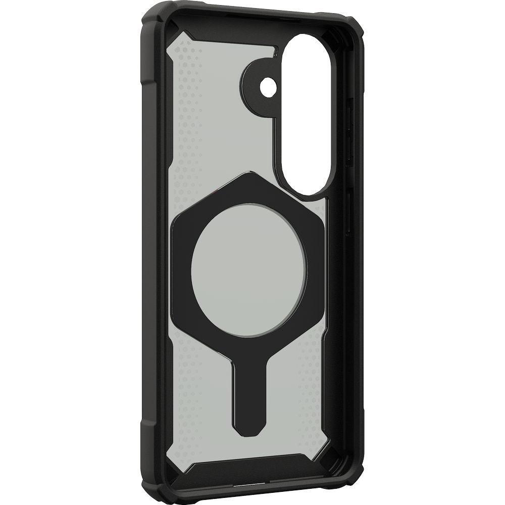 Etui pancerne z podstawką Urban Armor Gear Plasma XTE do MagSafe do Galaxy S26, półprzezroczysto-czarne z pomarańczowym elementem