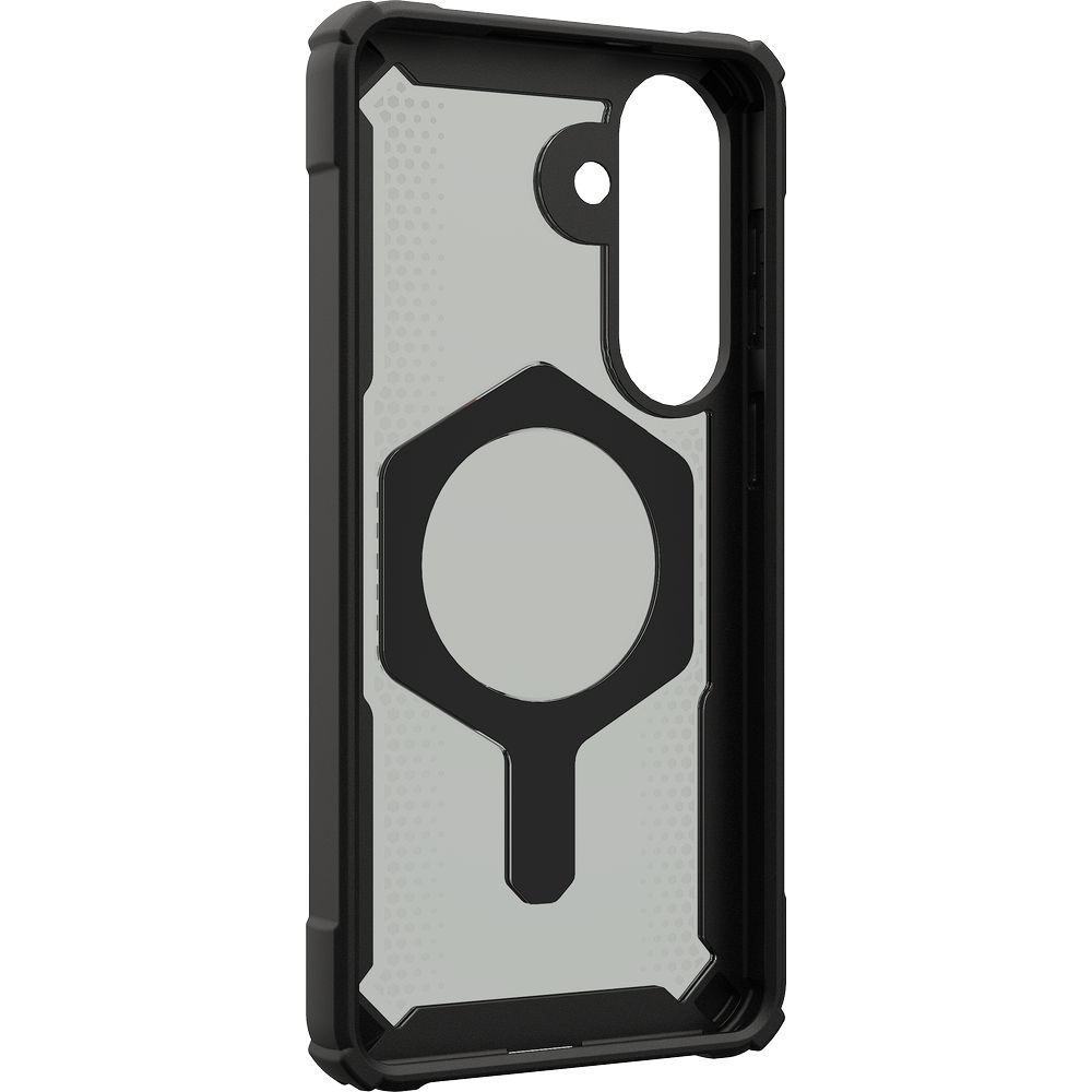 Etui pancerne z podstawką Urban Armor Gear Plasma XTE do MagSafe do Galaxy S26 Plus, półprzezroczysto-czarne z pomarańczowym elementem