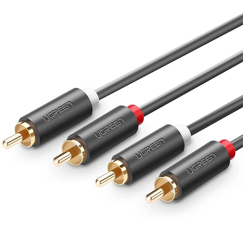 Kabel audio Ugreen AV104 2RCA do 2RCA (typ męski), 3m, ciemnoszary