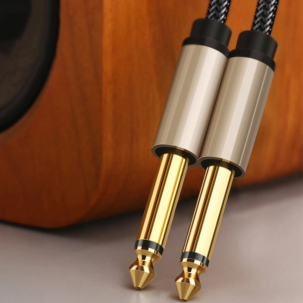Kabel audio Ugreen AV128 jack 6,35mm (2x męski), 1m, czarno-szary