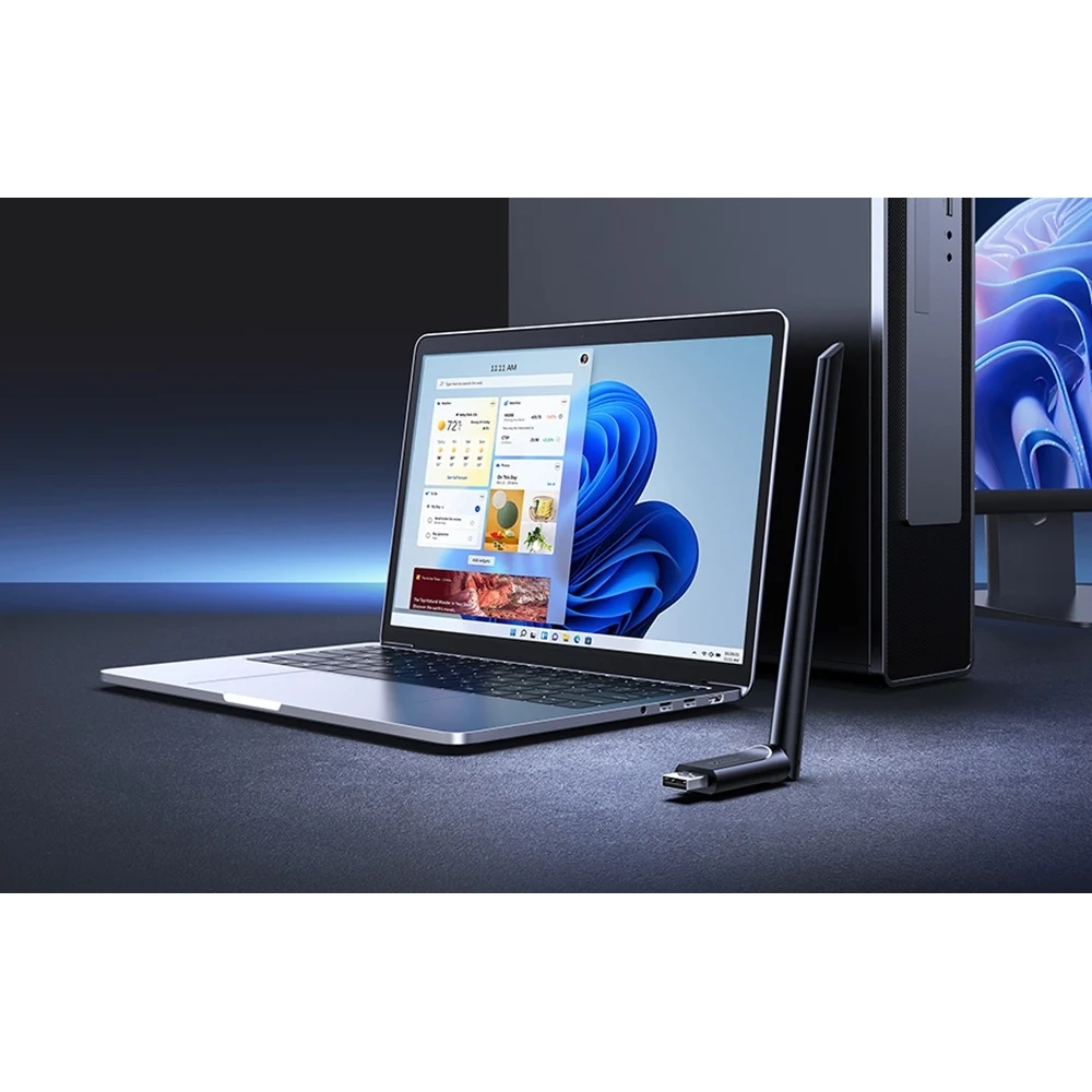 Karta sieciowa USB UGREEN CM763 2.4/5 GHz 600 Mb/s z mocną anteną Wi-Fi, czarna