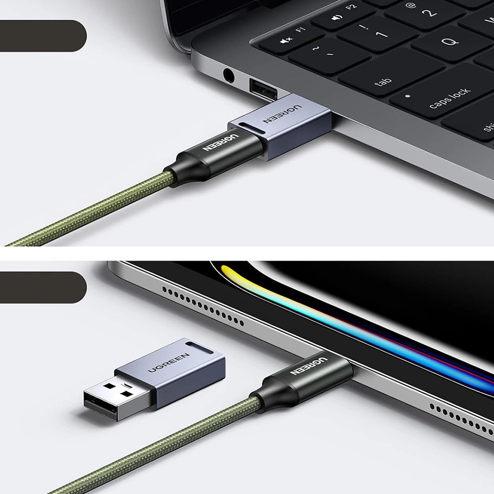 Adapter, czytnik kart SD / microSD, USB-A / USB-C, Ugreen CM856, szary