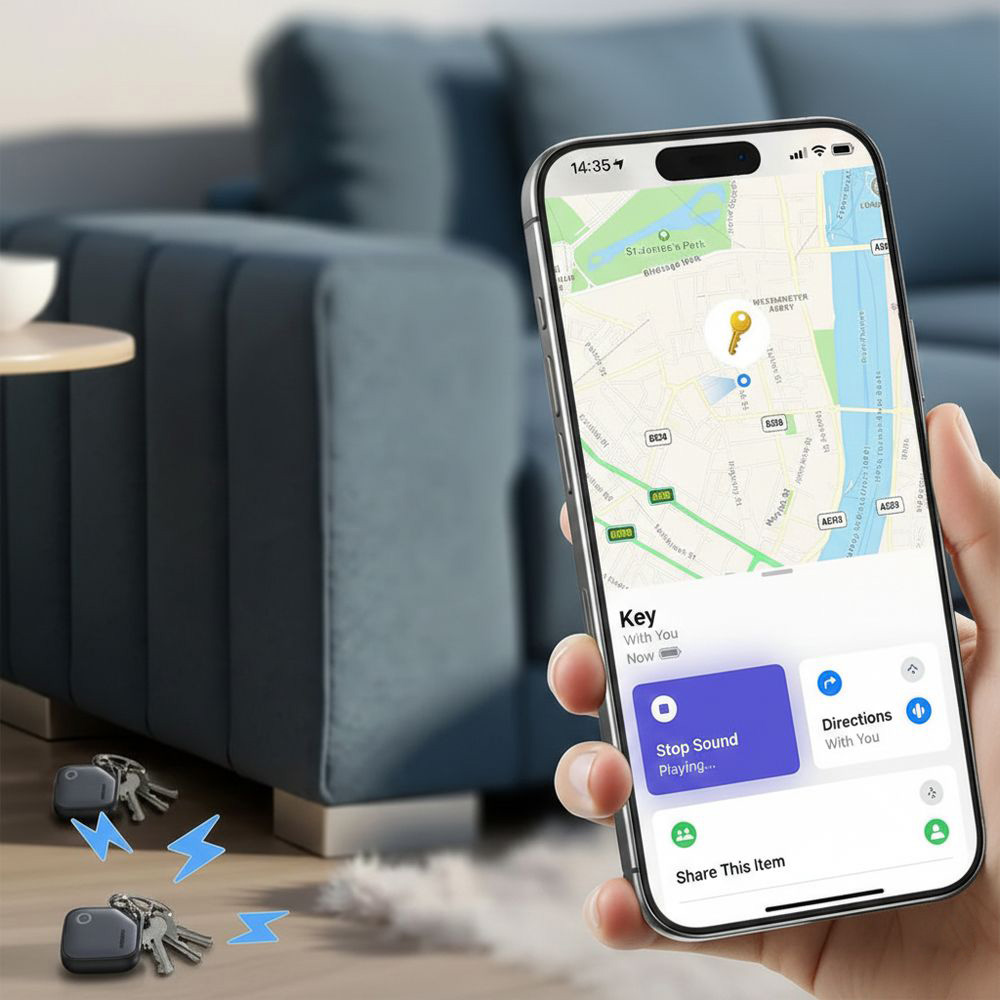 Ugreen Finder 2 CM919, prosty Bluetooth tracker, aplikacja Find My, wygodna obsługa, czarny
