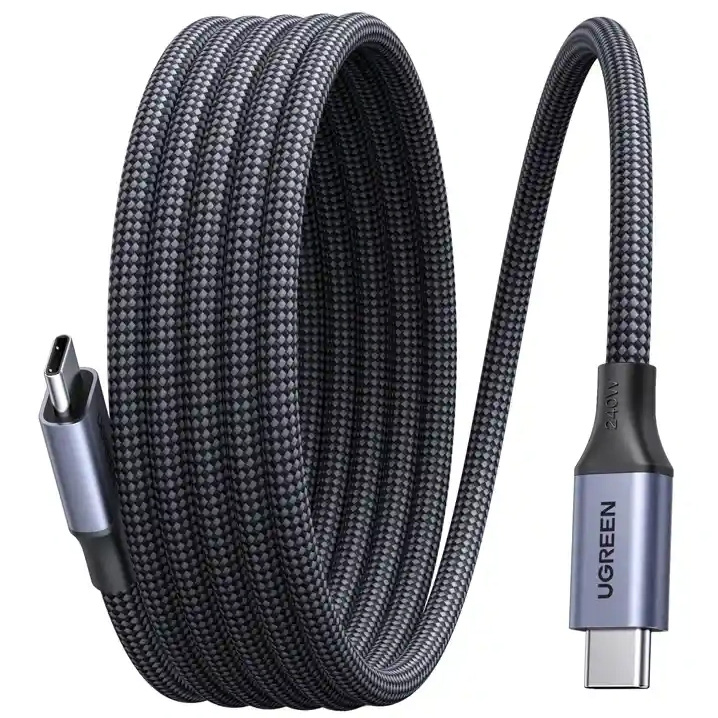 UGREEN L537, magnetycznie zwijany kabel USB-C do USB-C 240 W, szary