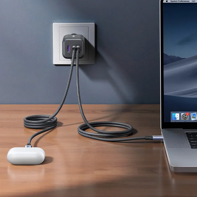 UGREEN L537, magnetycznie zwijany kabel USB-C z nylonowym oplotem 0,5 m, szary