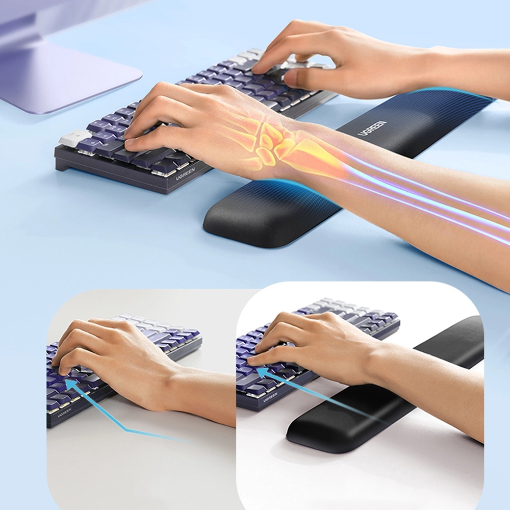 Ugreen LP699 Ergonomic Keyboard Wrist Rest, uniwersalny komfort ergonomia stanowisko wsparcie dłoni, czarny
