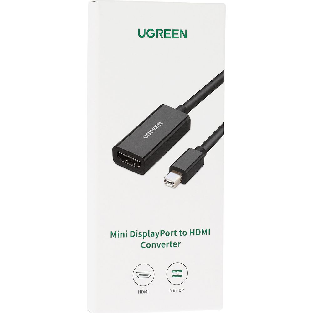Kabel / przewód / złącze do komputera, telewizora, laptopa, ekranu Adapter przejściówka Ugreen MD112 Mini DisplayPort Thunderbolt 2.0 (męski) do HDMI (żeński), 0,25 m, czarny