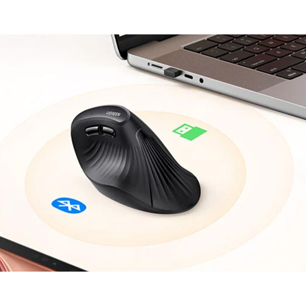 UGREEN MU008Smini, mysz bezprzewodowa Bluetooth 5.0 i 2.4 GHz do trzech urządzeń, czarna
