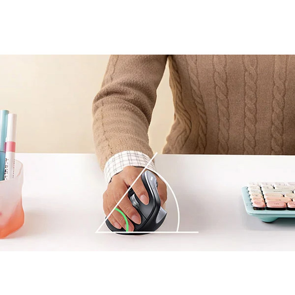 UGREEN MU008Smini, ergonomiczna mysz pionowa Bluetooth i 2.4 GHz, czarna