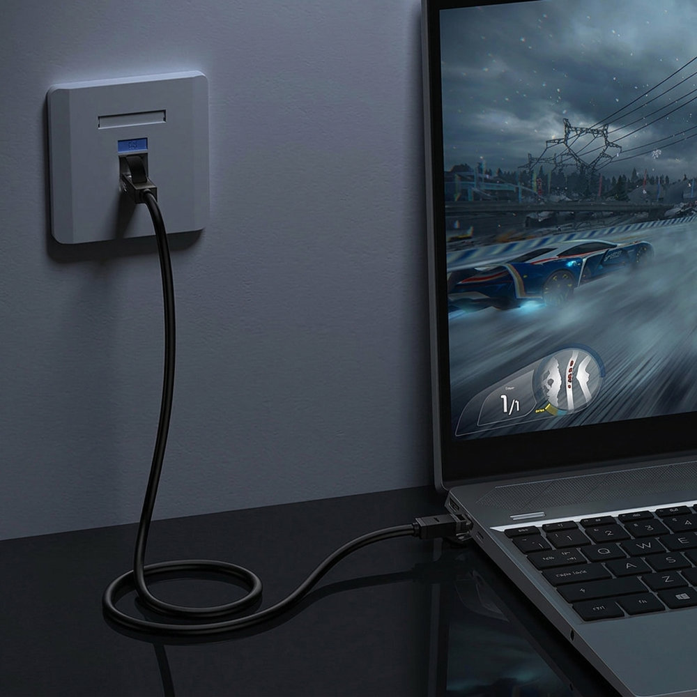 Ugreen NW102, czysty sygnał LAN, niskie opóźnienia, izolacja HDPE, pozłacane styki RJ45, czarny