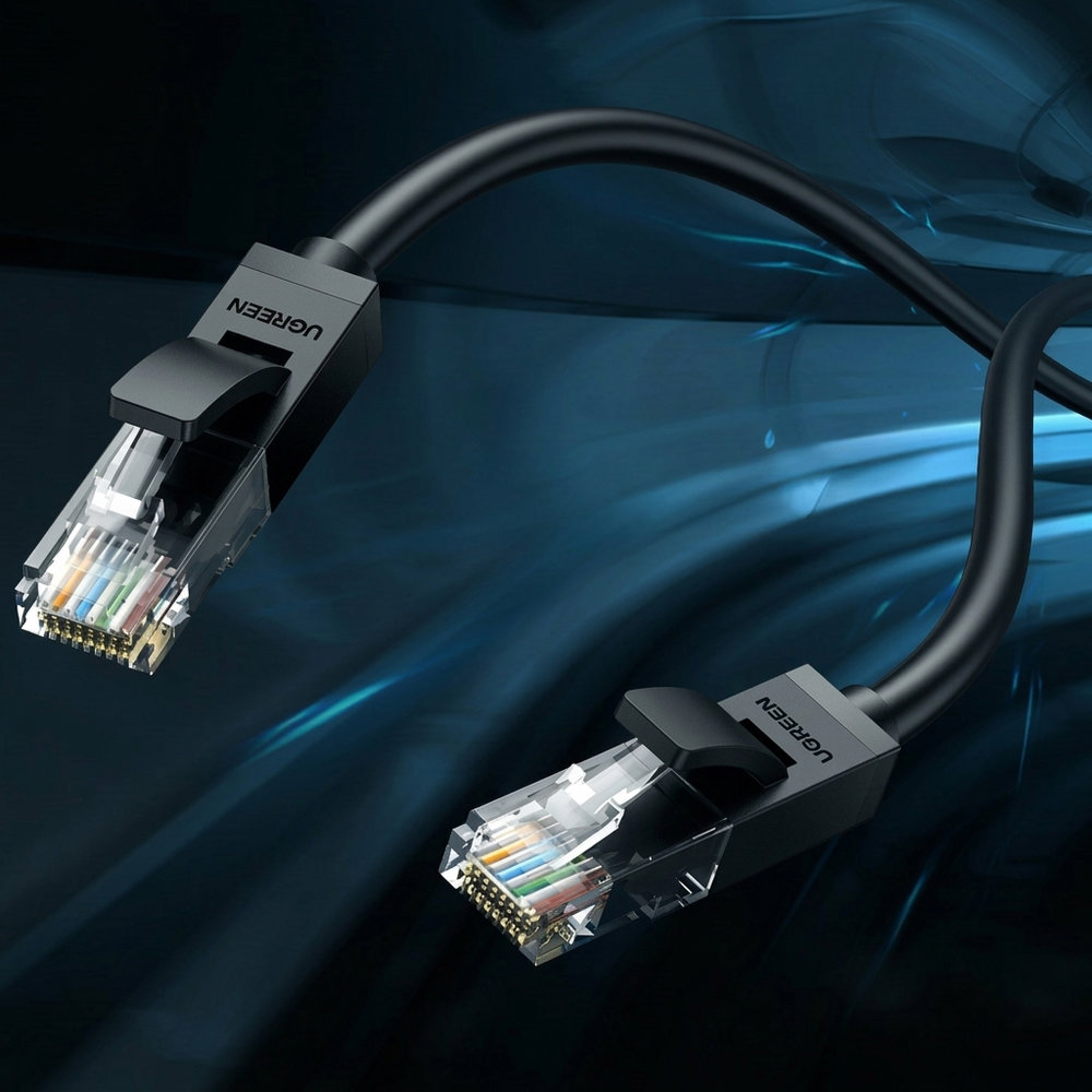 Ugreen NW102, elastyczna infrastruktura LAN, szeroka kompatybilność RJ45, uporządkowane okablowanie, stabilne połączenie, czarny
