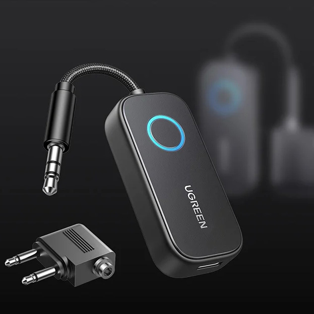 Ugreen CM671 Bluetooth AUX 3.5 mm TX RX do słuchawek i głośników, czarny