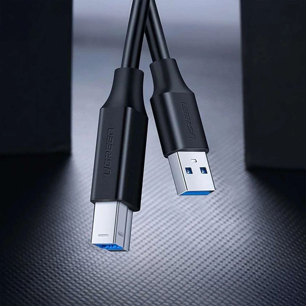 Kabel Ugreen US210 USB-A  3.0 / USB Typ B do drukarki, 1 m, czarny