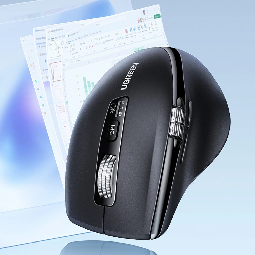 Bezprzewodowa mysz optyczna Ugreen z łącznością Bluetooth 5.4 i USB 2.4GHz, czarna