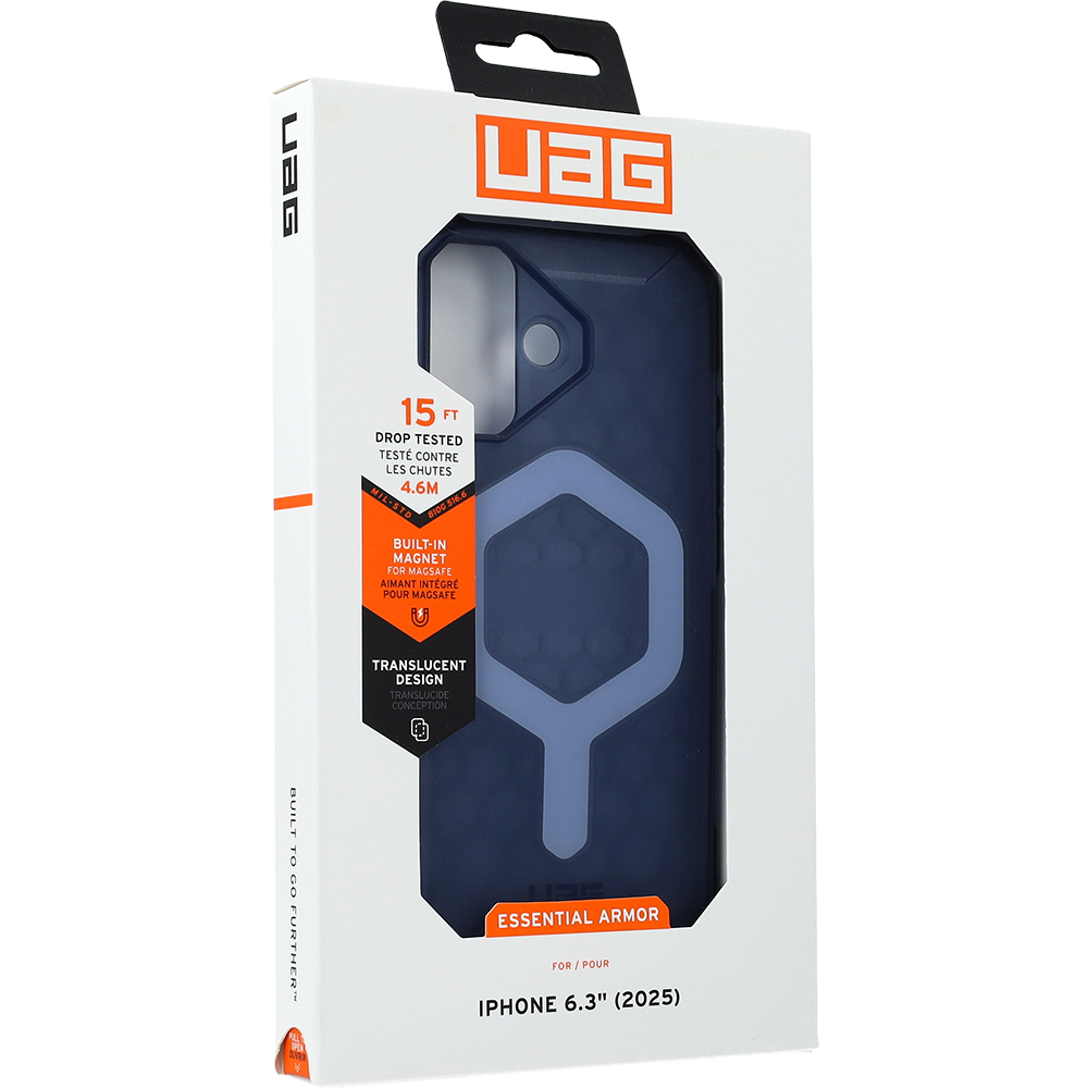 Etui pancerne Urban Armor Gear Essential Armor Magnet do iPhone 17, półprzezroczyste z niebieskim