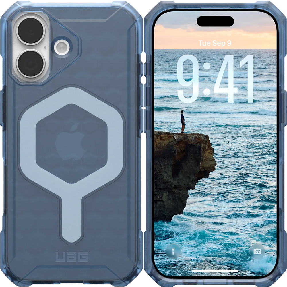 Etui pancerne Urban Armor Gear Essential Armor Magnet do iPhone 17, półprzezroczyste z niebieskim