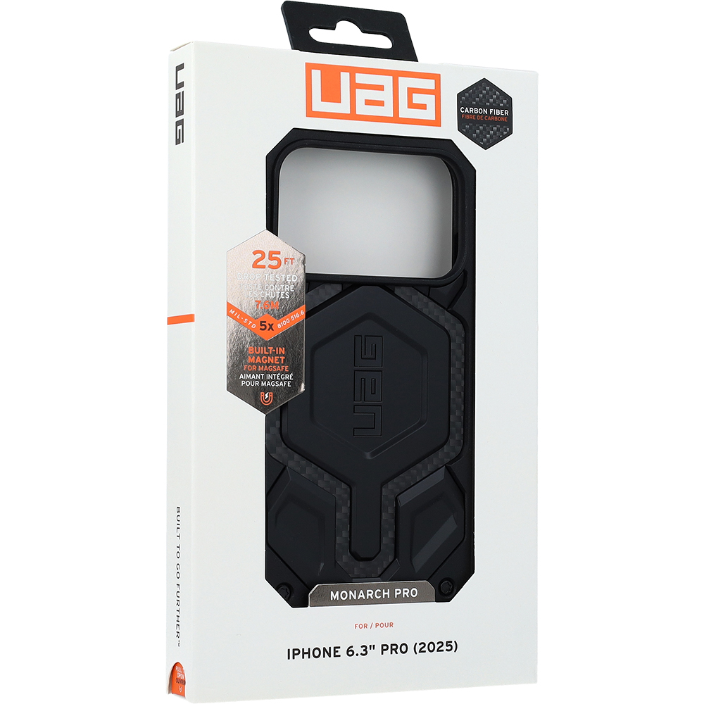 Etui pancerne Urban Armor Gear UAG Monarch Pro do MagSafe do iPhone 17 Pro, czarne z włóknem węglowym