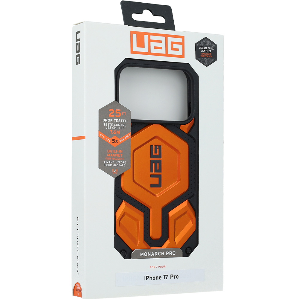 Etui pancerne Urban Armor Gear UAG Monarch Pro do MagSafe do iPhone 17 Pro, pomarańczowa z czarnymi elementami