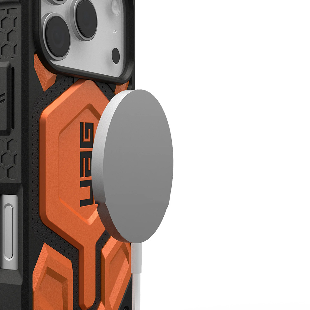 Etui pancerne Urban Armor Gear UAG Monarch Pro do MagSafe do iPhone 17 Pro, pomarańczowa z czarnymi elementami