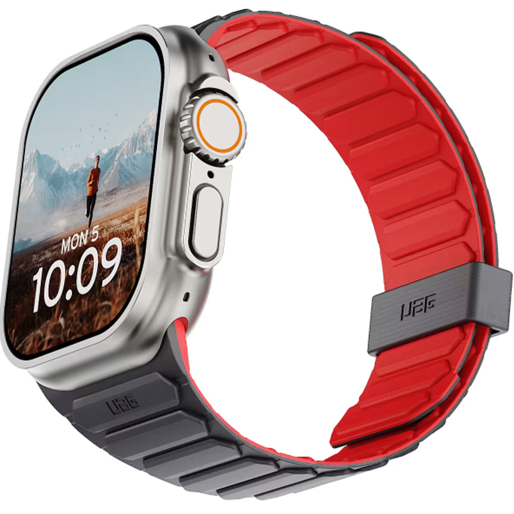 Pasek Urban Armor Gear Pathfinder do Apple Watch 49/46/45/44 mm, czerwono-grafitowy