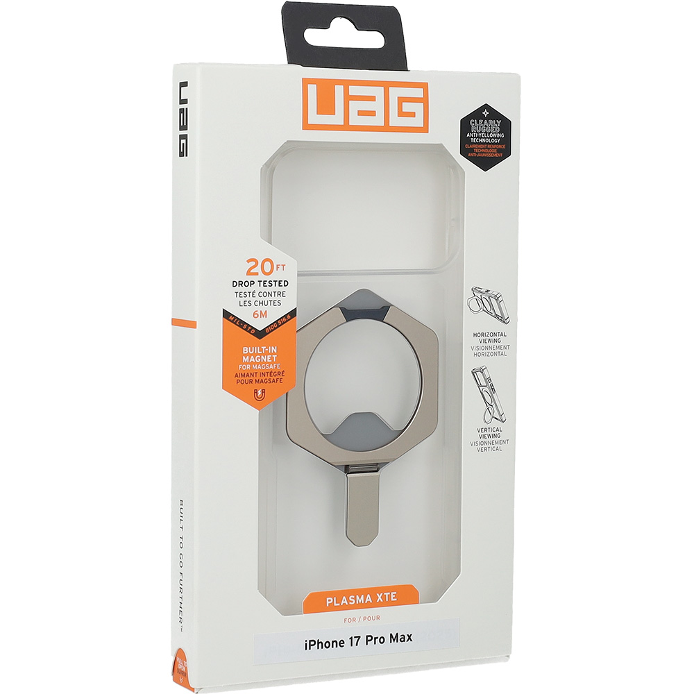 Etui pancerne Urban Armor Gear Plasma XTE Mag do MagSafe do iPhone 17 Pro Max, przezroczysto-tytanowe