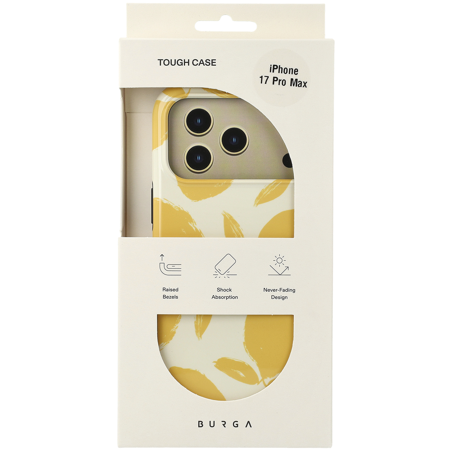 Ekskluzywne etui Burga Lemon Tart Tough Magnetic do iPhone 17 Pro Max, żółte z cytrynowym wzorem