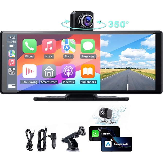 Ekran, stacja multimedialna 10.26" XENSO X10, CarPlay/Android Auto z kamerą, czarny