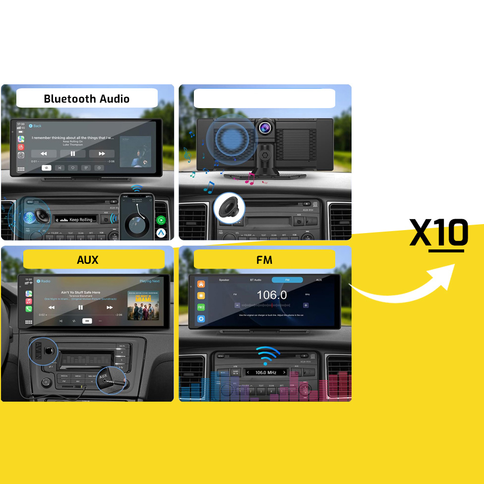 Ekran, stacja multimedialna 10.26" XENSO X10, CarPlay/Android Auto z kamerą, czarny
