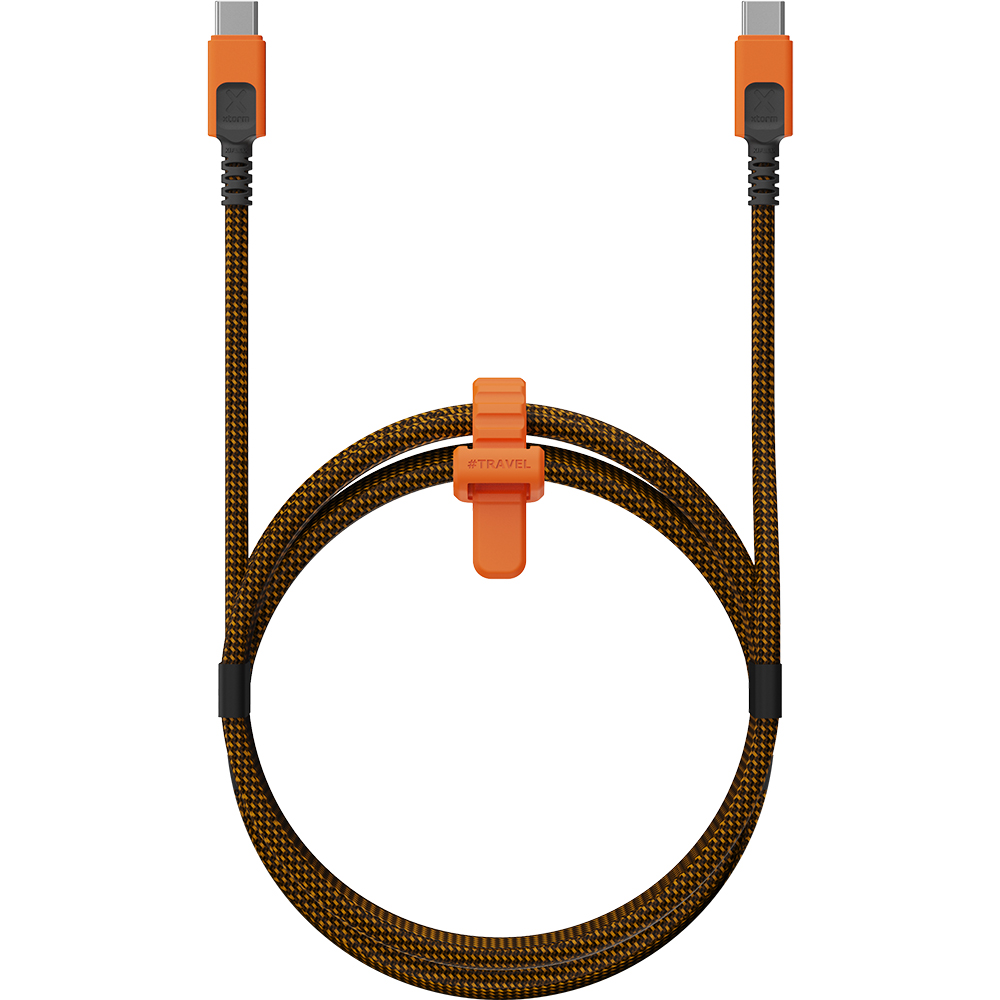 Xtorm Duraflex Cable, długi żywot przewodu do ładowania urządzeń USB-C, funkcjonalny, czarno-pomarańczowy