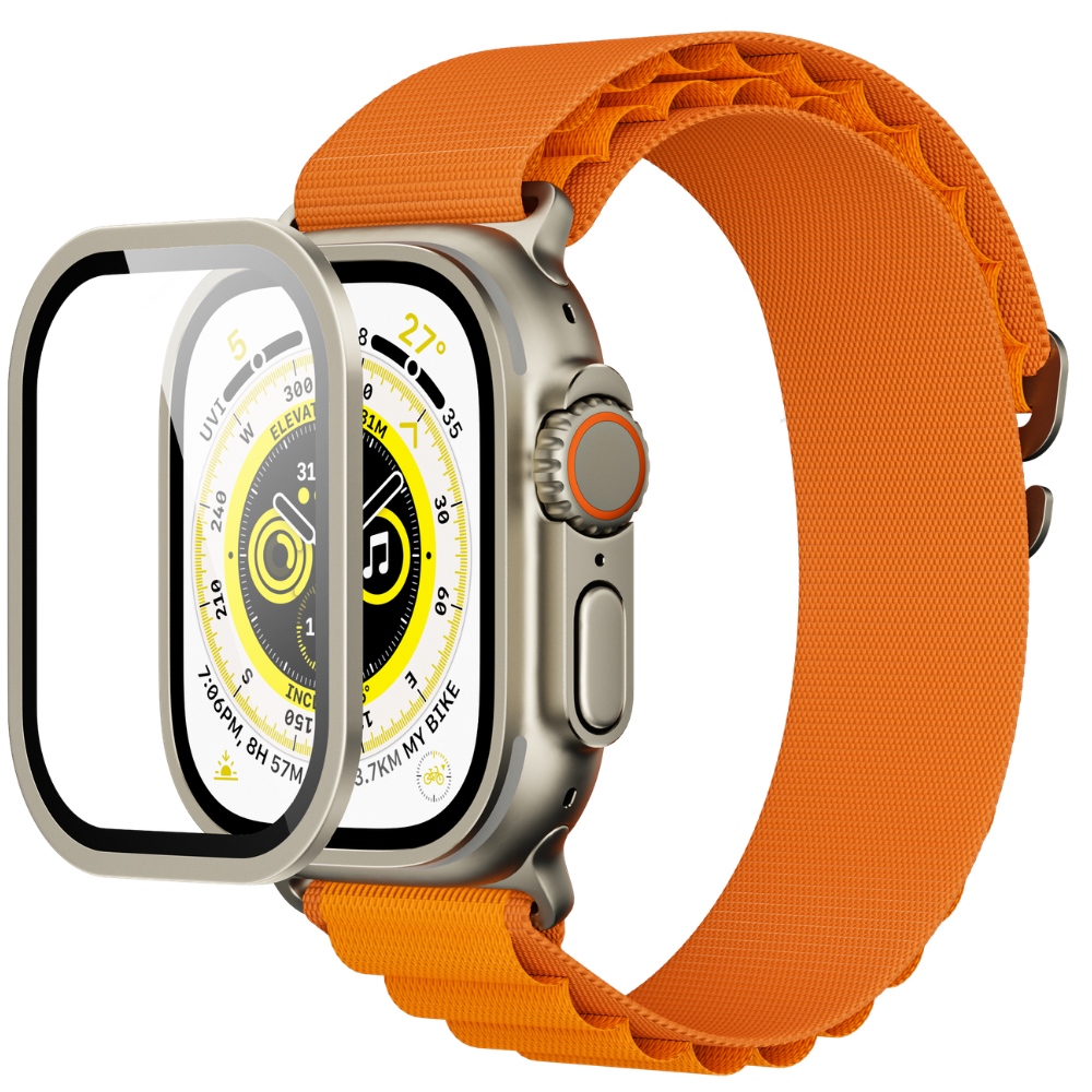 Szkło ochronne YAXO AR Superhard Armor Glass ze srebrną ramką do Apple Watch Ultra 1, 2 i 3