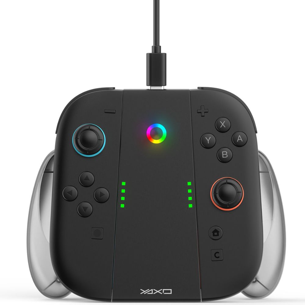 Uchwyt ładujący YAXO Charge Grip Set do Nintendo Switch 2 Joy-Con czarny