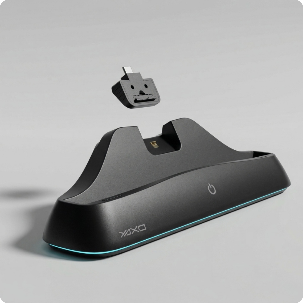 Czarna ładowarka magnetyczna YAXO Revel Force NE RGB z adapterem USB-C