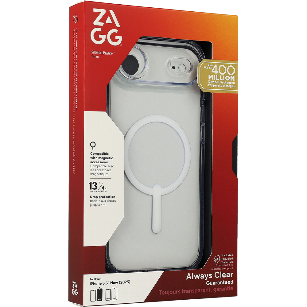 Etui Zagg Crystal Palace Snap do MagSafe do iPhone Air, przezroczysto-białe