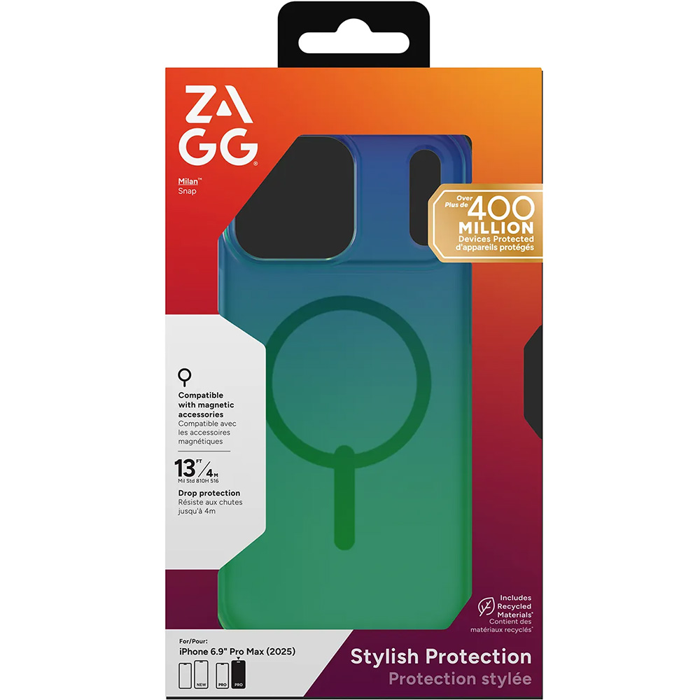 Etui Zagg Milan Snap do MagSafe do iPhone 17 Pro Max, półprzezroczysto-wielokolorowe