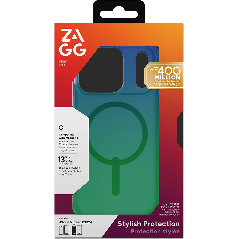 Etui Zagg Milan Snap do MagSafe do iPhone 17 Pro, półprzezroczysto-wielokolorowe