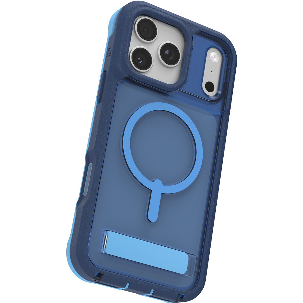 Etui z podstawką Zagg Rainier Snap Kickstand do MagSafe do iPhone 17 Pro Max, przezroczysto-granatowe