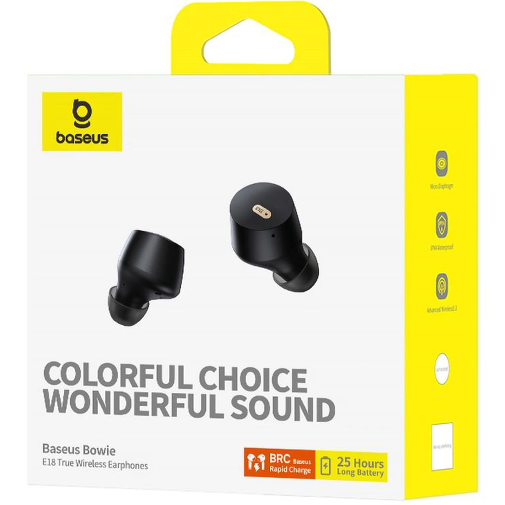 Kabellose In-Ear-Kopfhörer Baseus TWS IPX4 Bowie E18, Schwarz