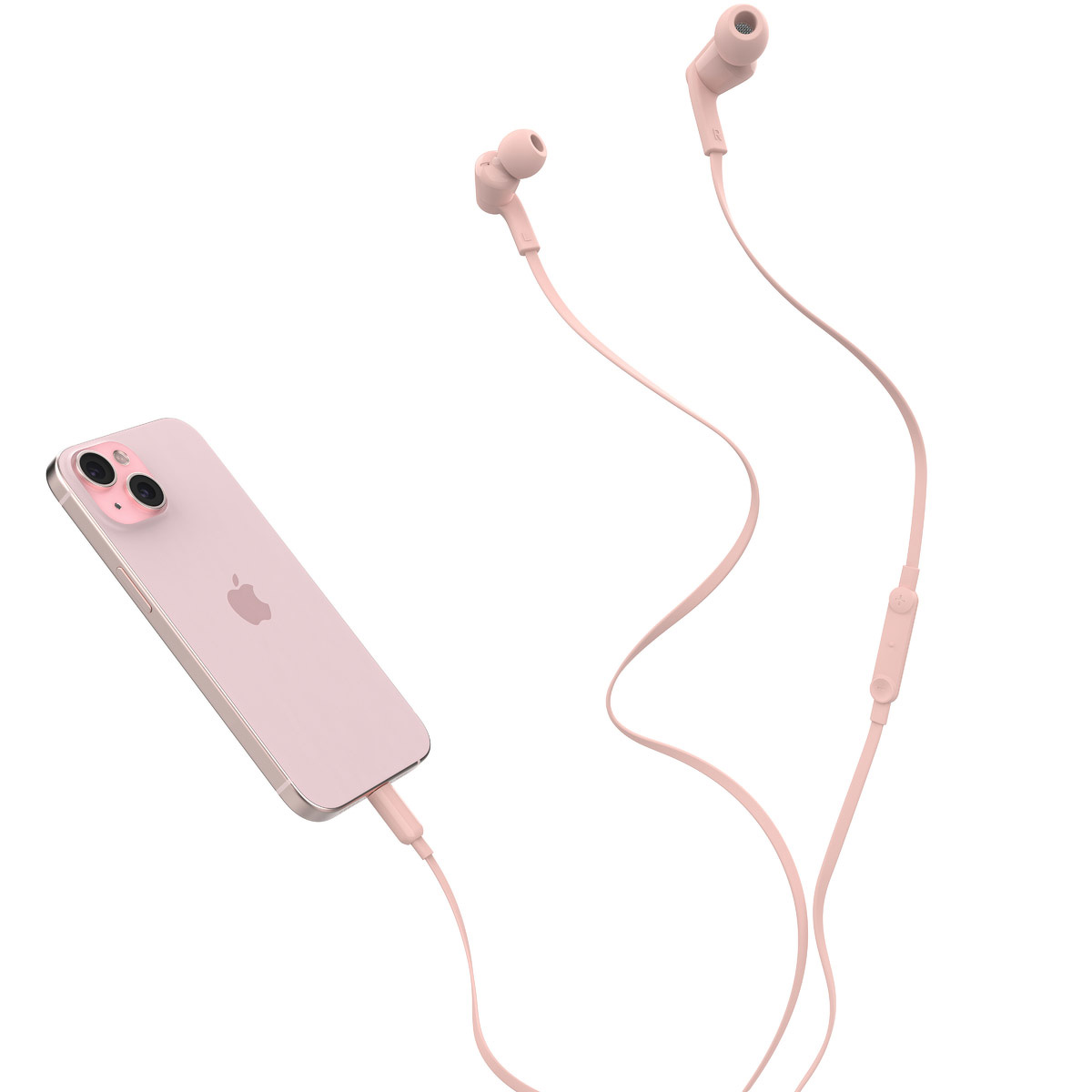 Przewodowe słuchawki douszne z mikrofonem dla dzieci i dorosłych Belkin SoundForm USB-C Wired Earbuds with Adjustable Volume Limiter, różowe