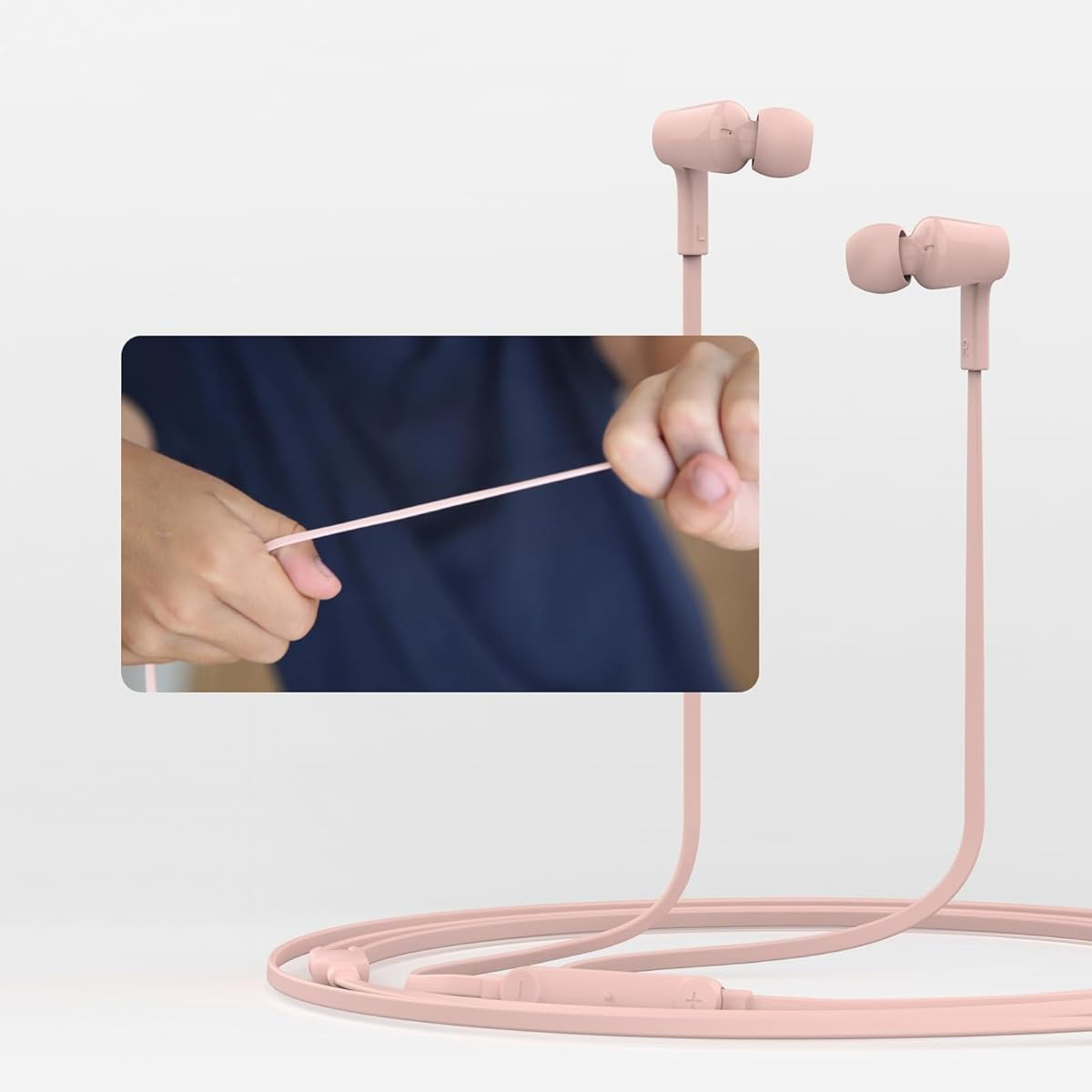 Przewodowe słuchawki douszne z mikrofonem dla dzieci i dorosłych Belkin SoundForm USB-C Wired Earbuds with Adjustable Volume Limiter, różowe