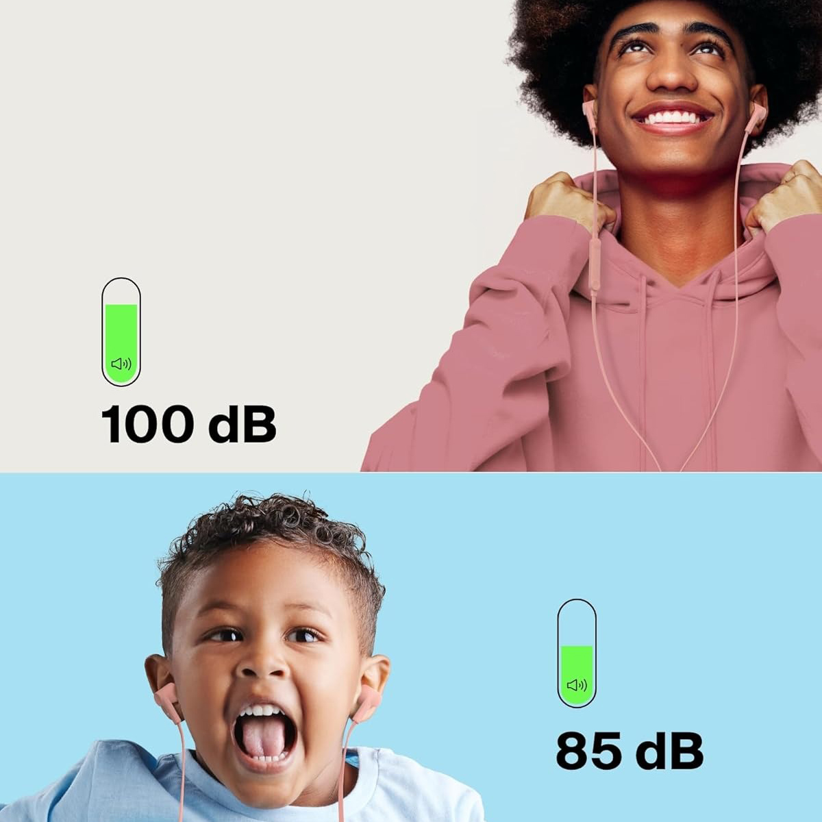 Przewodowe słuchawki douszne z mikrofonem dla dzieci i dorosłych Belkin SoundForm USB-C Wired Earbuds with Adjustable Volume Limiter, różowe