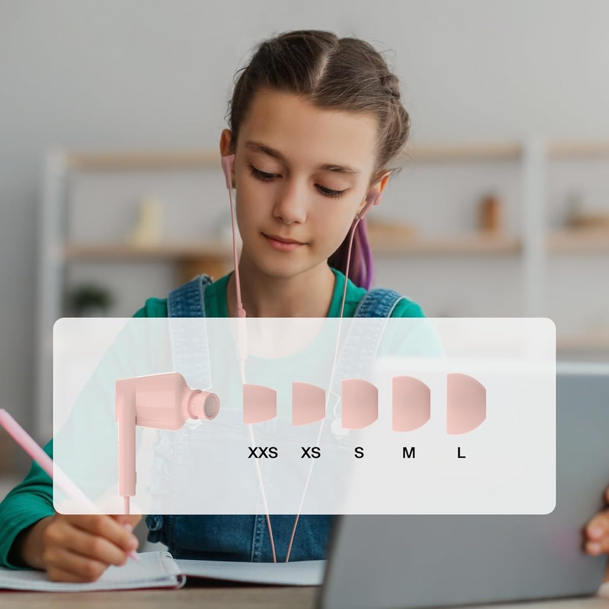 Przewodowe słuchawki douszne z mikrofonem dla dzieci i dorosłych Belkin SoundForm USB-C Wired Earbuds with Adjustable Volume Limiter, różowe