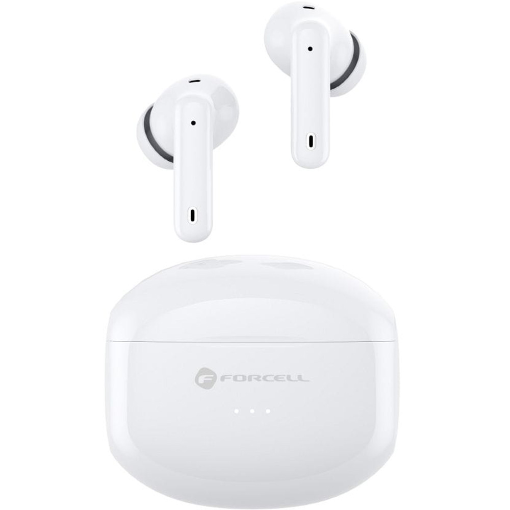 Słuchawki douszne Forcell F-Audio TWS Clear Sound Bluetooth 5.3 z etui ładującym, białe