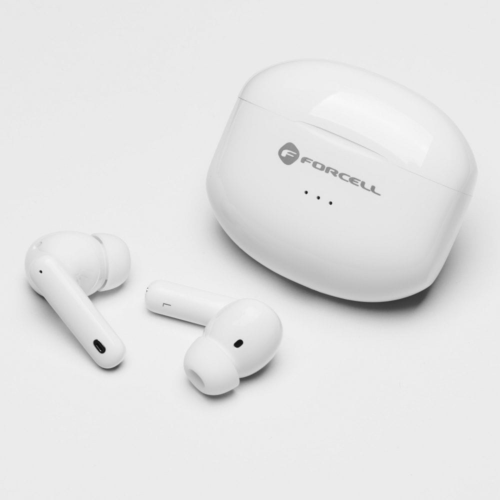 Słuchawki douszne Forcell F-Audio TWS Clear Sound Bluetooth 5.3 z etui ładującym, białe