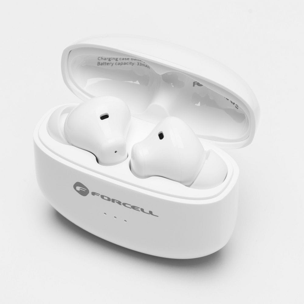 Słuchawki douszne Forcell F-Audio TWS Clear Sound Bluetooth 5.3 z etui ładującym, białe