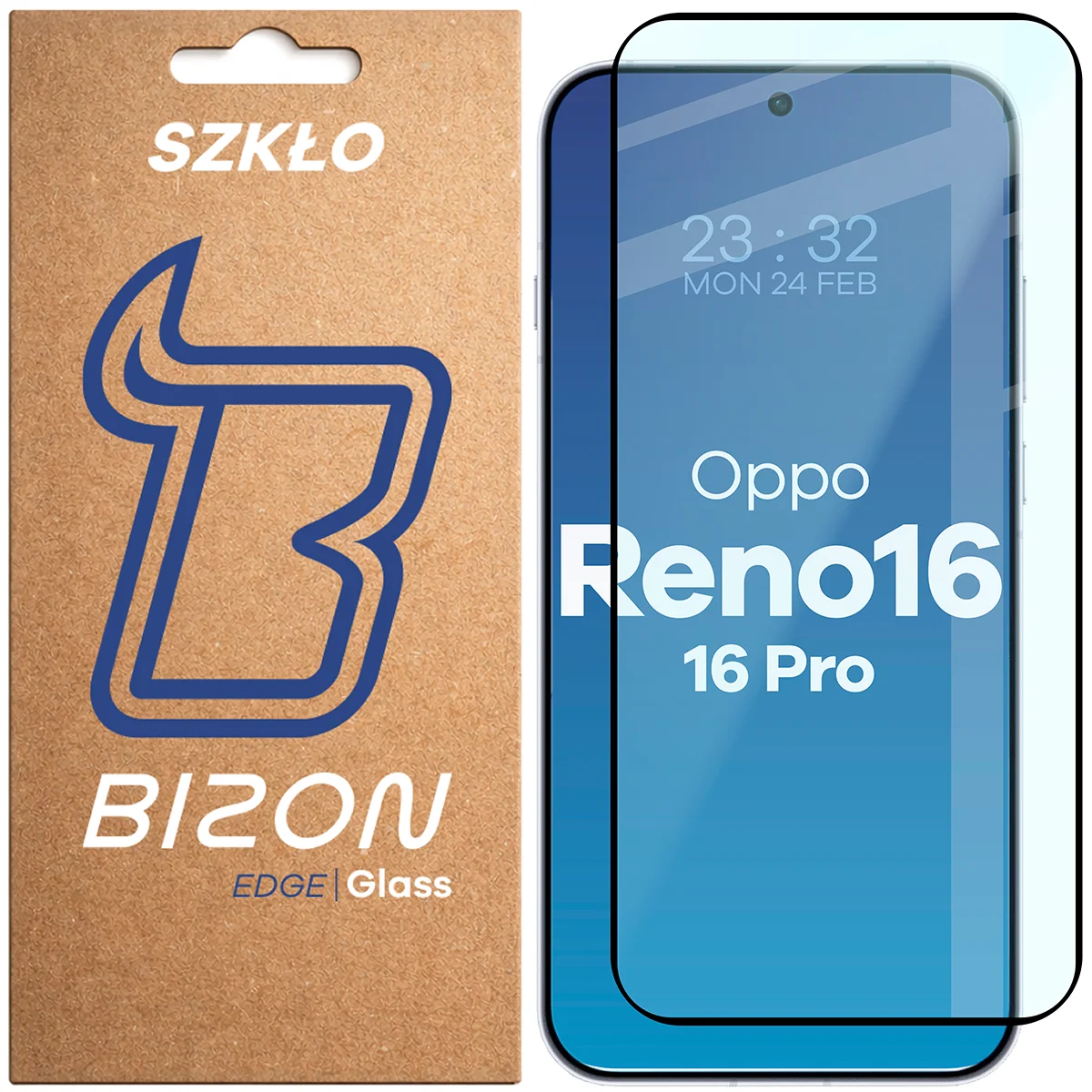 Szkło hartowane na cały ekran Bizon Glass Edge dla OPPO Reno16 Pro / OPPO Reno16