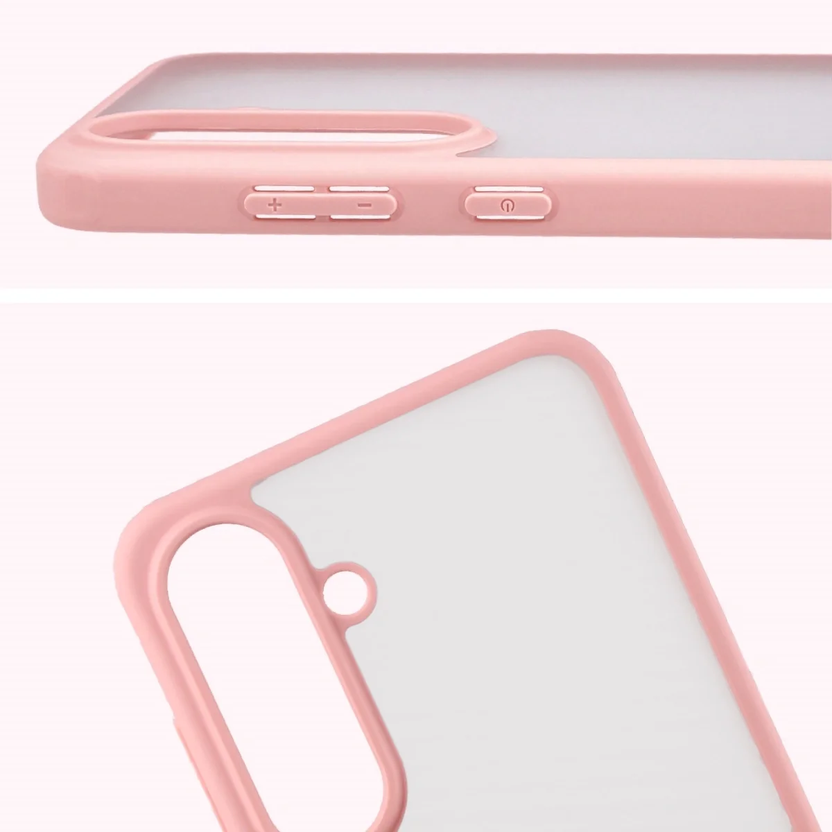 Pełne wycięcie i podwyższone krawędzie aparatu w etui Bizon Case Angelo do Galaxy S25 FE, Galaxy S26 FE