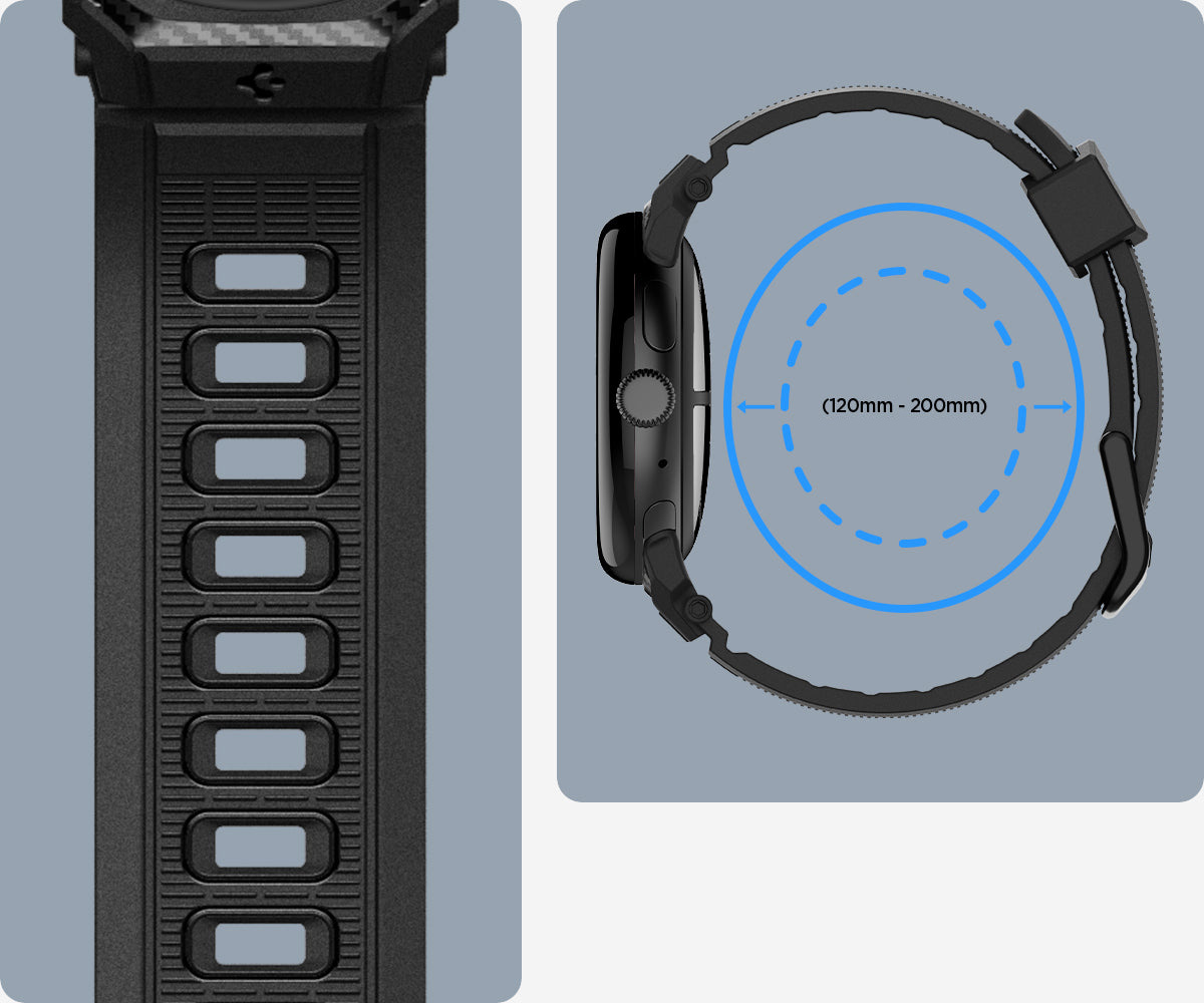Pasek Spigen Rugged Band do Google Pixel Watch 5 (41mm) / 4 (41mm) / 3 (41mm), Matte Black (czarny)