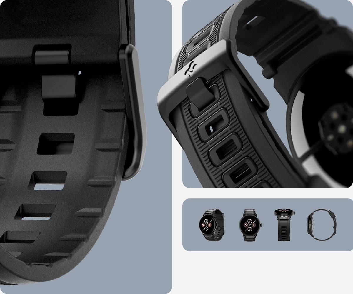 Pasek Spigen Rugged Band do Google Pixel Watch 5 (41mm) / 4 (41mm) / 3 (41mm), Matte Black (czarny)