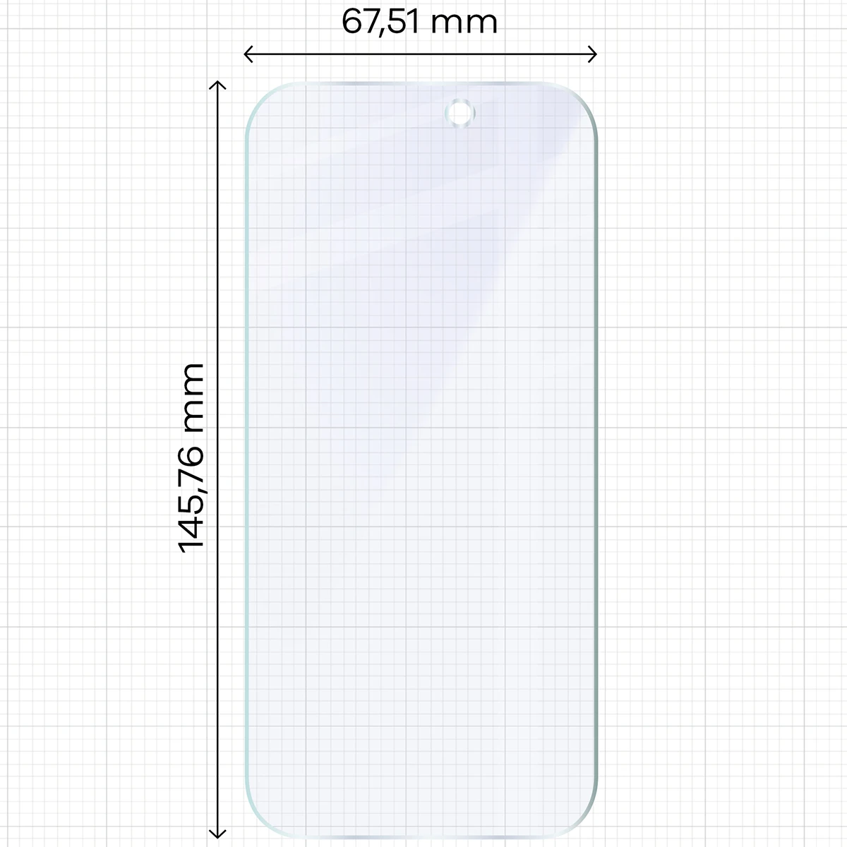 Wymiary szkła na miarce dla iPhone 17 Pro