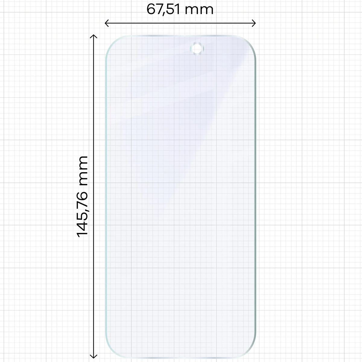 Wymiary szkła na miarce dla iPhone 17